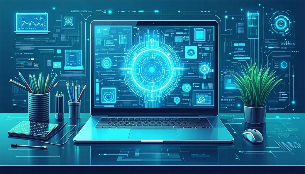 vector image of a computer AI system