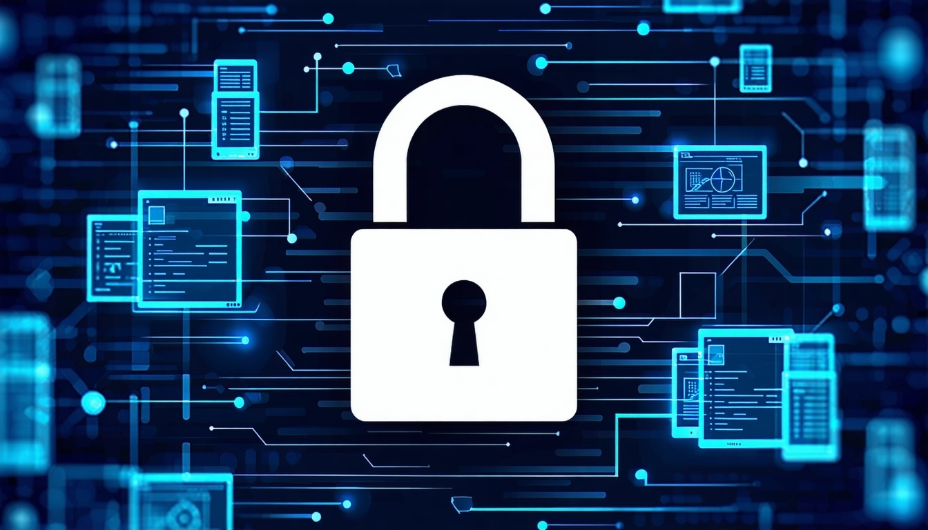 A graphic illustrating cyber threats, such as a pa