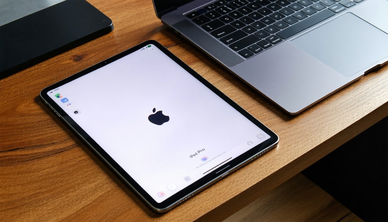 A sleek iPad Pro next to a traditional laptop on a