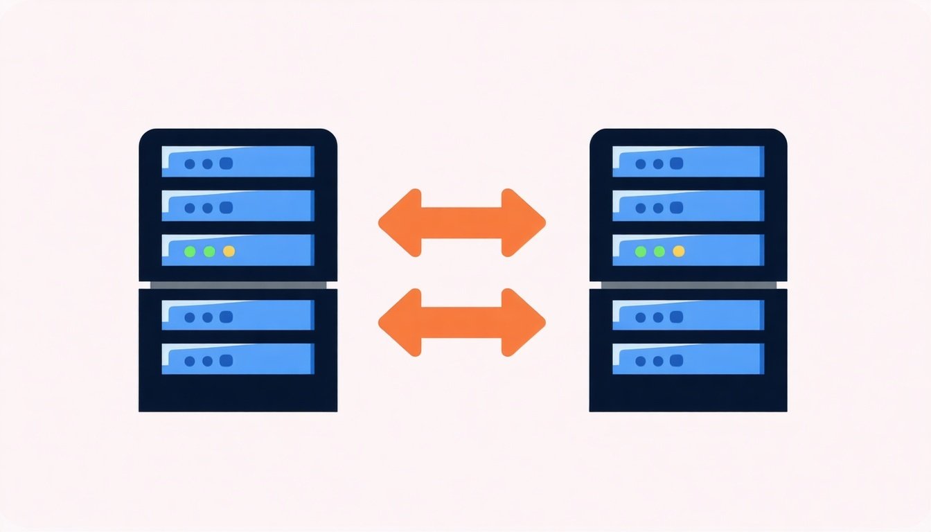 a visual vector image depicting two servers and ar